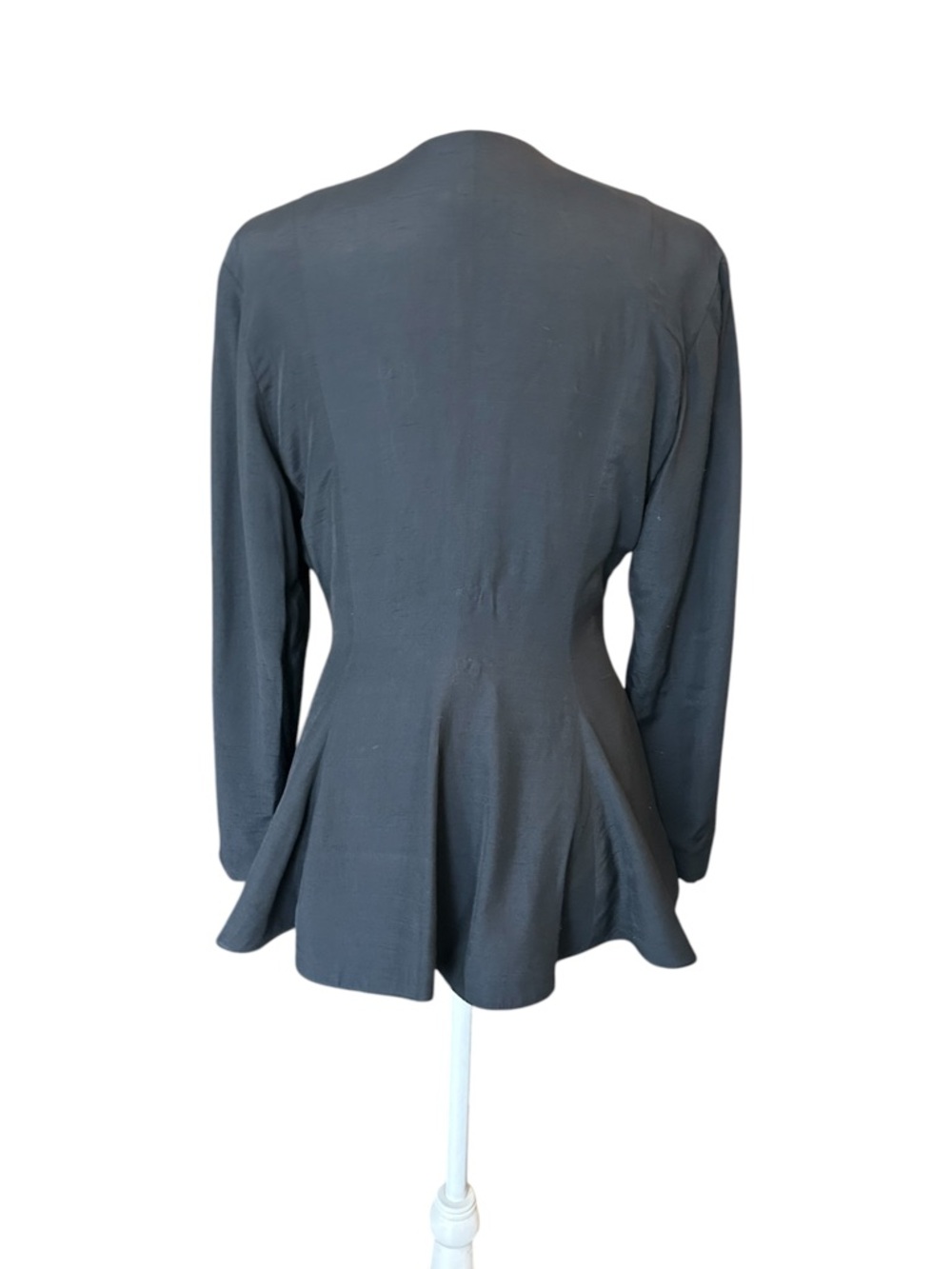 Vintage Louben Peplum Wrap Blazer Black Charcoal Tailored Minimalist - S - Picture 4 of 14